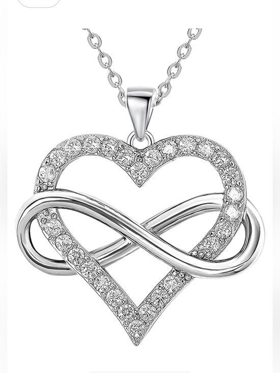 Jewelry - S925 Sparkling Silver Plated Heart & Infinity Pendant Necklace New